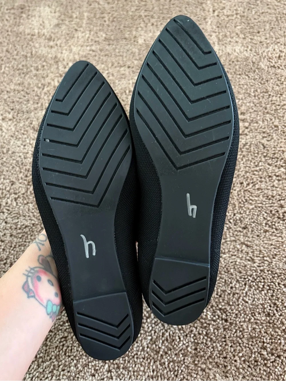 Cynthia Rowley Black Pointed-Toe Knit Ballet Flats